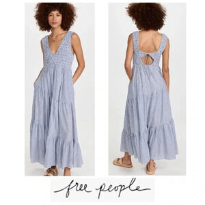 Free People Light Blue Sleeveless Maxi Dress